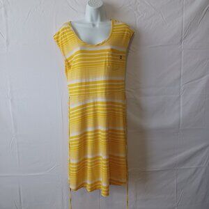 The North Face dress yellow white stripes sleeveless scoop neck summer casual  S